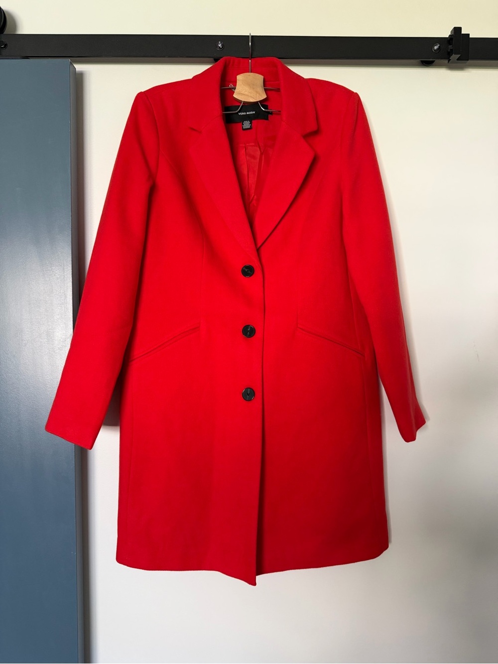 Vero Moda Bright Red Single-Breasted Pea Coat